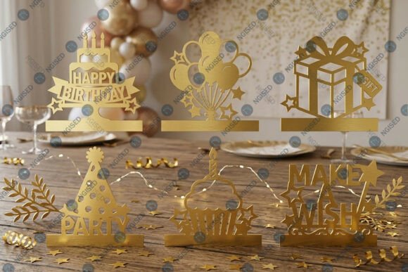 Birthday Table Centerpiece Laser Cut Set: A Design Asset for Content Creators