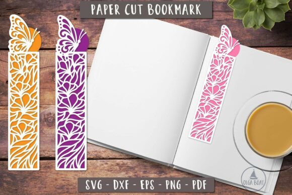Butterfly Paper Cut Layered Bookmark SVG for Crafts and Graphics