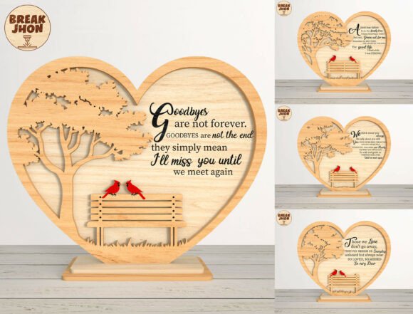 Cardinal Memorial Heart Sign SVG Bundle for Laser Cutting & Winter Amp Creations