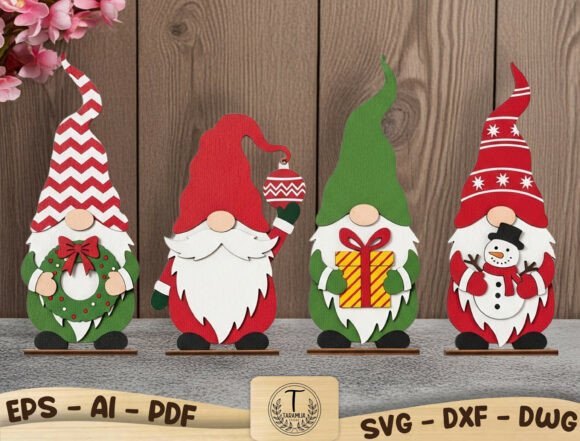Christmas Gnome Set SVG: A Festive Laser Cutting Asset for Winter Amp Branding