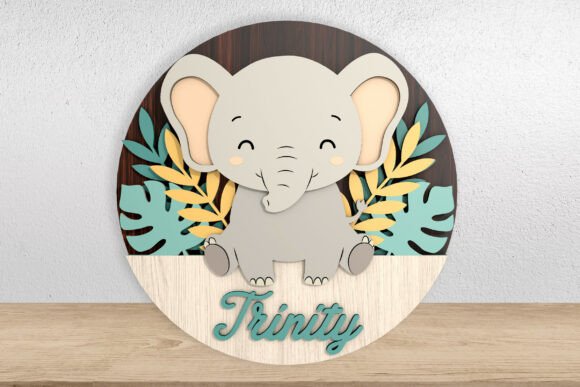 Cute Elephant Name Sign File: A Versatile Graphic Design Asset for Crafters
