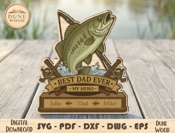 Fishing Dad Trophy Layered SVG – A Laser Cut Design for Father’s Day Projects