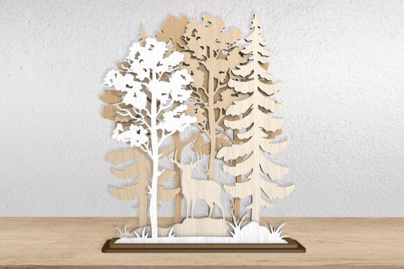 Forest Deer Layered Wood Art for Laser Cutting Sign Projects