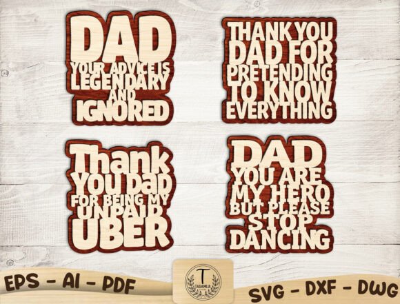 Funny Dad Wood Sign SVG Bundle: A Vibrant Laser Cutting Asset for Home Decor Projects