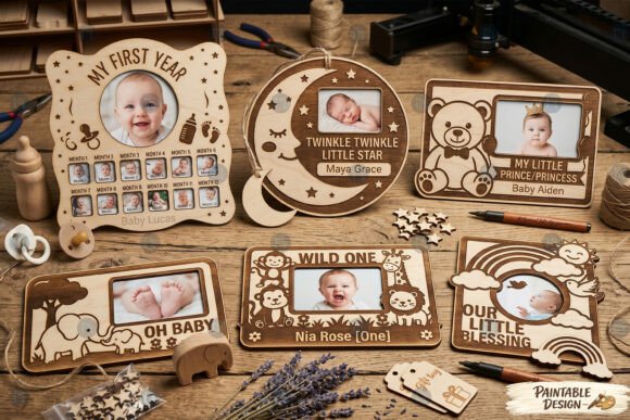 Kids Baby Photo Frame SVG Bundle for Laser Cutting and Celebrations