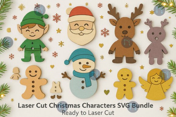 Laser Cut Christmas Characters SVG Bundle: A Festive Asset for Local Business Branding