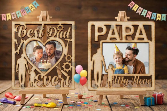 Laser-Cut Father’s Day SVG Frame Bundle for Crafters