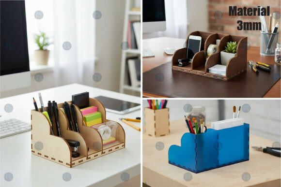 Laser Cut Stationery Desk Organizer SVG for Modern Branding