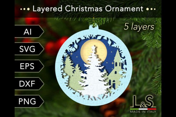 Layered Christmas Tree Ornament for Laser Cutting Projects