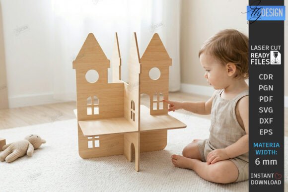 Montessori Toy Town Laser Cut House: A Design Asset for Creative Branding
