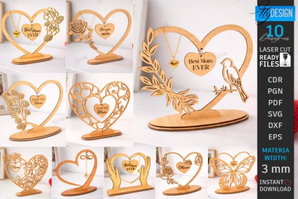 Mother’s Day Hanging Heart Laser Cut Set for Brand Design