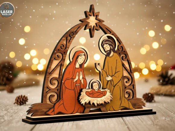 Nativity Scene - Holy Family Christmas Laser Cutting for Winter Amp Projects