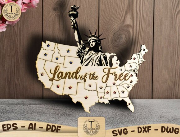 Patriotic Layered Wood Art Laser Cut SVG for Home Decor Projects