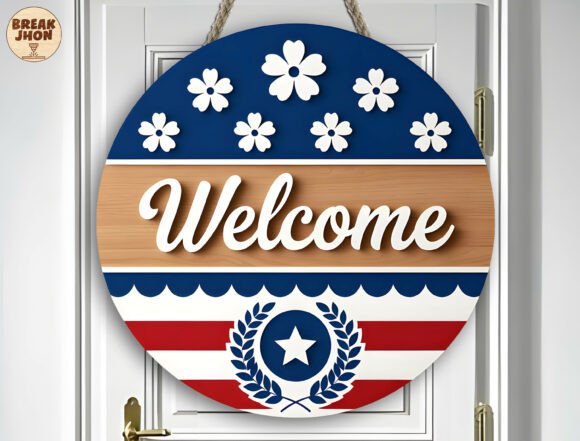 Patriotic Welcome Sign Laser Cut SVG for Celebratory Designs