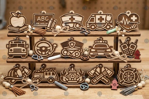 Profession-Based Keychains SVG Bundle for Laser Cutting Projects