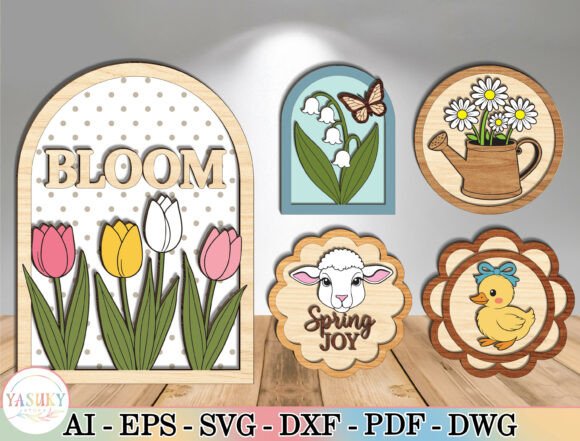 Spring Bloom Laser Cut File SVG Bundle for Spring Amp Projects