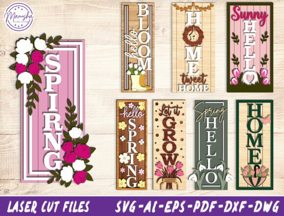 Spring Porch Sign Laser Cut SVG Bundle for Spring Amp Design Projects