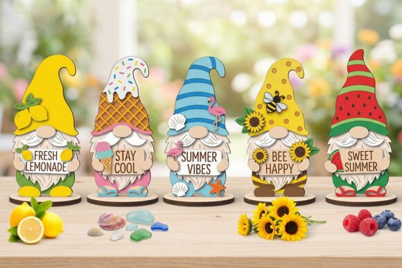 Summer Gnomes SVG Bundle: A Vibrant Laser Cutting Asset for Signs and Branding