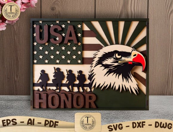 USA Honor Layered Cut File SVG for Laser Cutting and Other Celebrations