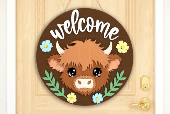 Welcome Buffalo Door Sign SVG: A Layered Laser Cut Design for Signs