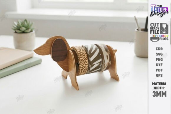 Wooden Animal Tape Dispenser Laser Cut for Creative Publishing