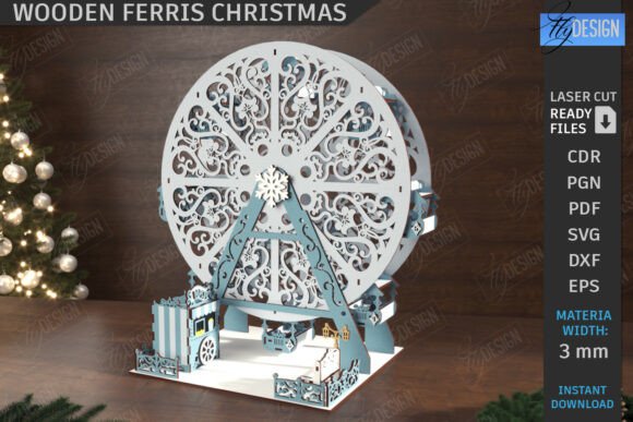 Wooden Ferris Wheel Model Laser Cut Xmas