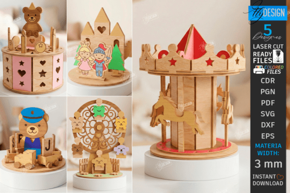 Wooden Music Boxes Laser Cut Bundle: A Home Decor Design Asset for Creative Marketers