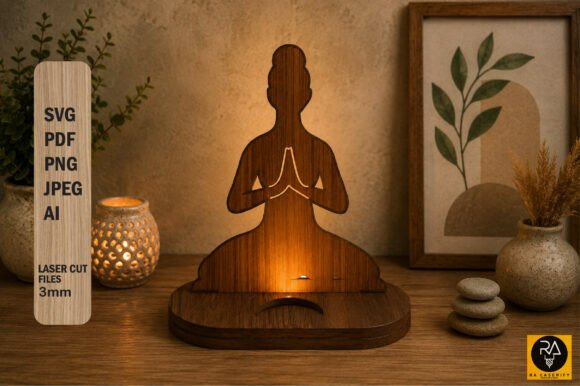 Yoga Meditation Candle Holder Laser Cut Stands for Real Crafting Projects